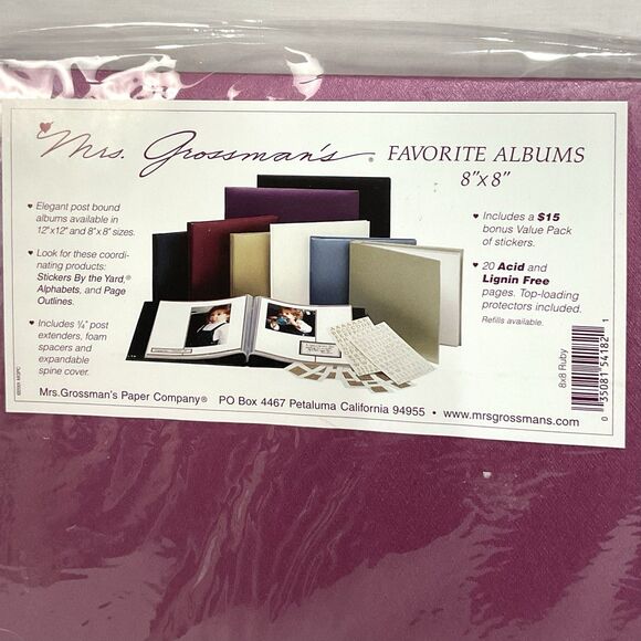 Mrs. Grossman's Favorite Albums 8" x 8" Scrapbook bonus stickers Ruby New - Picture 3 of 4